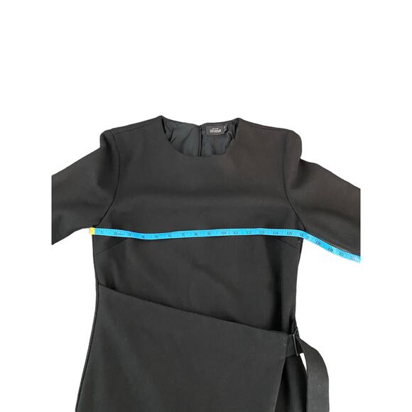 Kate Spade Saturday Black Short Sleeve Wool Blend Buckle Over Mini Dress Size 00 - Picture 8 of 10